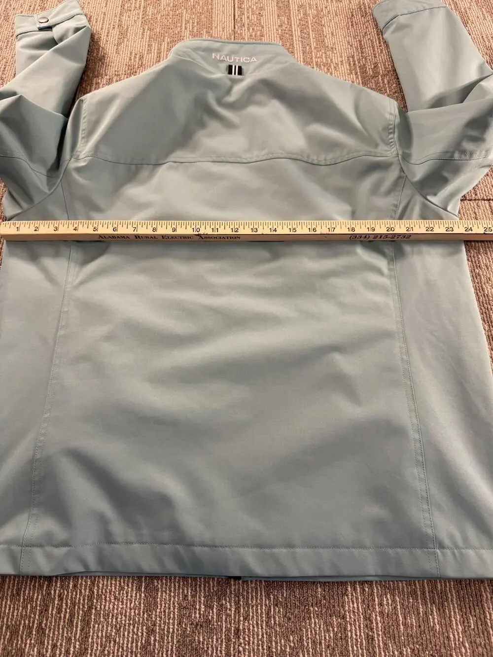 Nautica Jacket Mens Large Sage Green Softshell Water Wind Resistant Zip Stretch